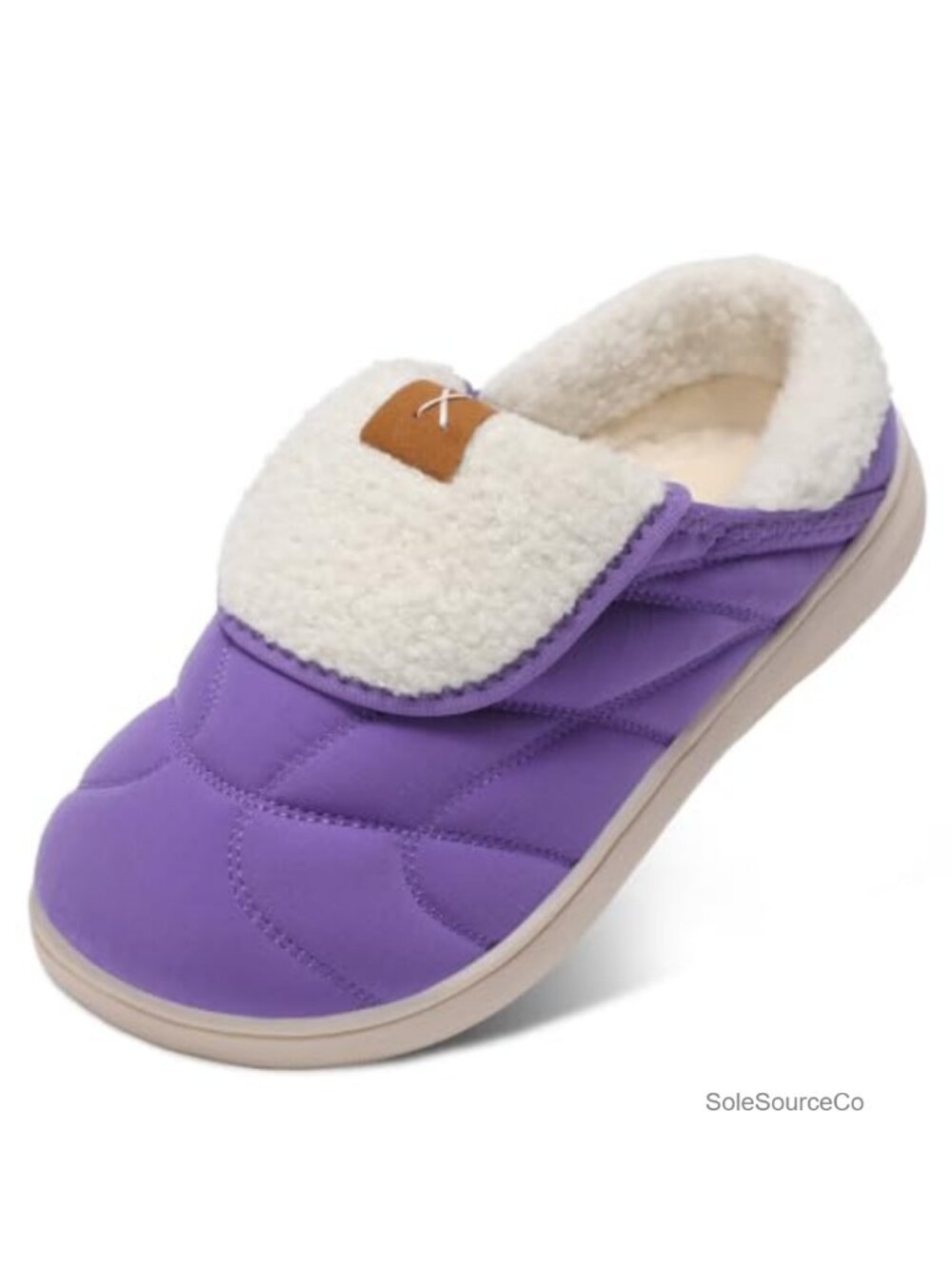 Quilted Puffer Slippers Fleece Lined Faux Fur Winter House Shoes